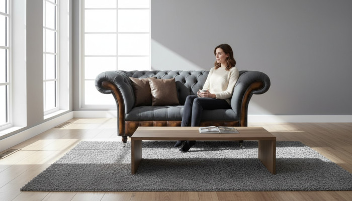 Design Chesterfield Stoff Couch Sessel 1.5 Sitzer Polster Sofas Lounge