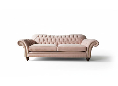Sofa 3 Sitzer Chesterfield Couch Sitz Textil Stoff Couchen Rosa Polster
