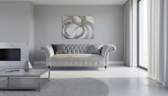 Chesterfield Design Sofa Couch 2 Sitzer Polster Grau Sofas Couchen Neu
