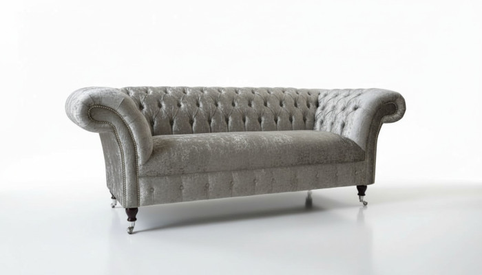 Chesterfield Design Sofa Couch 2 Sitzer Polster Grau Sofas Couchen Neu