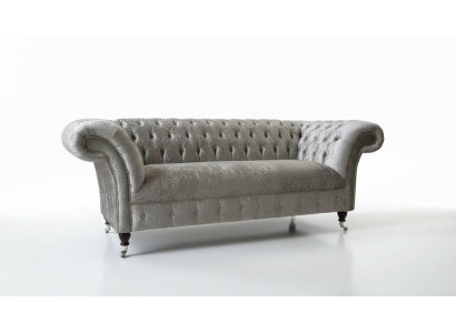 Chesterfield Design Sofa Couch 2 Sitzer Polster Grau Sofas Couchen Neu