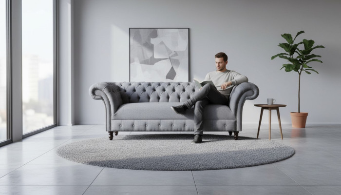 Chesterfield Sofa 3 Sitzer Couch Polster Luxus Textil Couchen Sofas