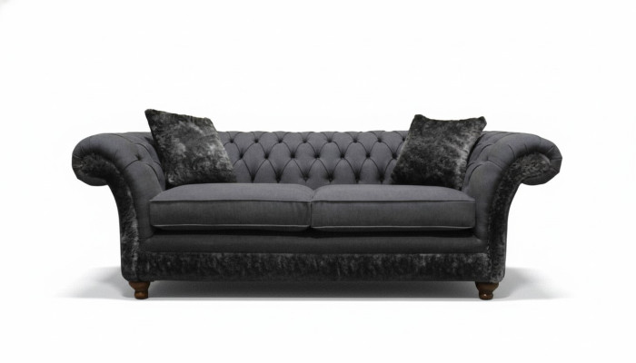 Sofa 3 Sitzer Couch Textil Sofa Grau Design Möbel Sofas Couchen Chesterfield