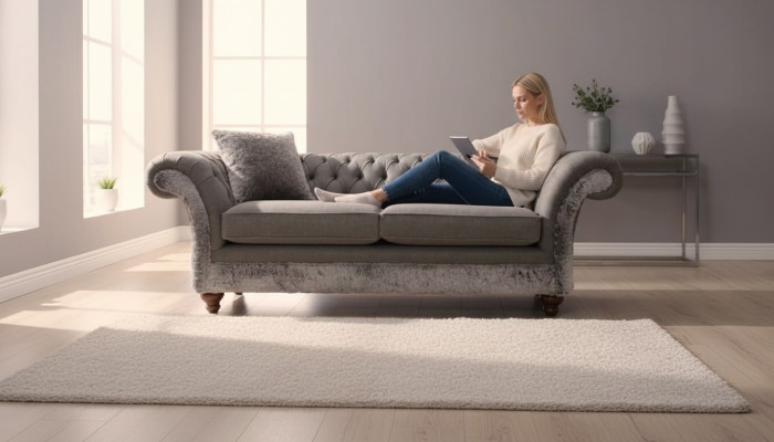 Chesterfield Sofa 3 Sitzer Polster Couch Klassische Stoff Couchen Textil