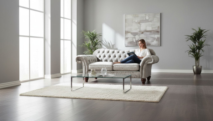 Chesterfield polštář textilní pohovka 2místná pohovka. Luxusní designová textilní pohovka.
