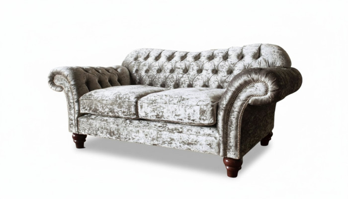 Chesterfield polštář textilní pohovka 2místná pohovka. Luxusní designová textilní pohovka.
