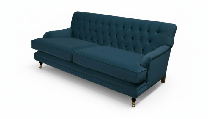 Chesterfield Design Luxus Pohovka 3 místná modrá textilie Nová