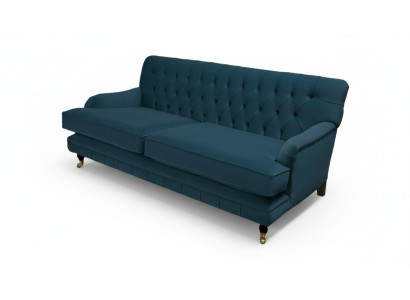 Chesterfield Design Luxus Pohovka 3 místná modrá textilie Nová