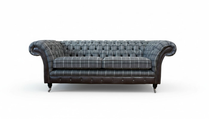 Sofa 3 Sitz Sofas Textil Couchen Design Möbel Dreisitzer Grau Chesterfield