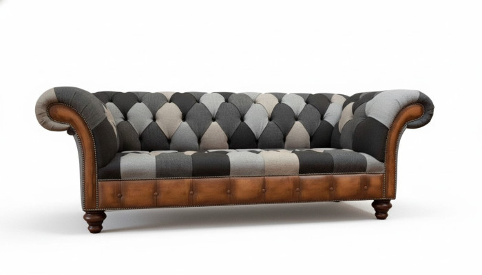 Chesterfield 3místná pohovka čalouněná textilní sedací soupravy, nová