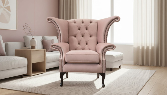 Ohrensessel Sessel Samt Design Polster Sofa Chesterfield Textil Möbel