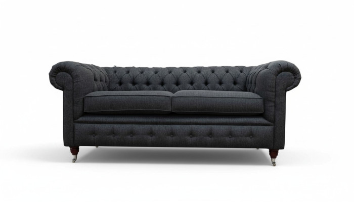 Chesterfield Couch Polster Möbel Zweisitzer Couchen Sofas Stoff Grau