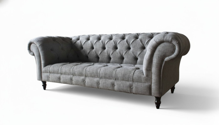 Chesterfield Couch Sofa Polster 3 Sitzer Couchen Sitz Sofas Grau Neu