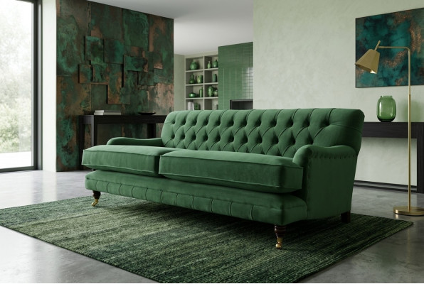 Chesterfield Sofa 3 Sitzer Stoff Couch Polster Sofas Textil Dreisitzer