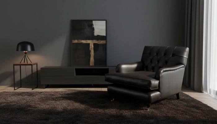 Návrhářské křeslo 1místné hnědé kůže textilní luxusní pohovka Chesterfield