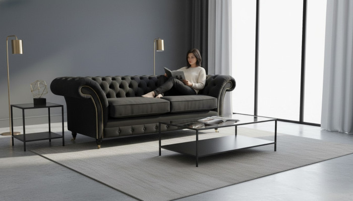 Chesterfield Sofa 3 Sitzer Couch Polster Luxus Textil Couchen Sofas