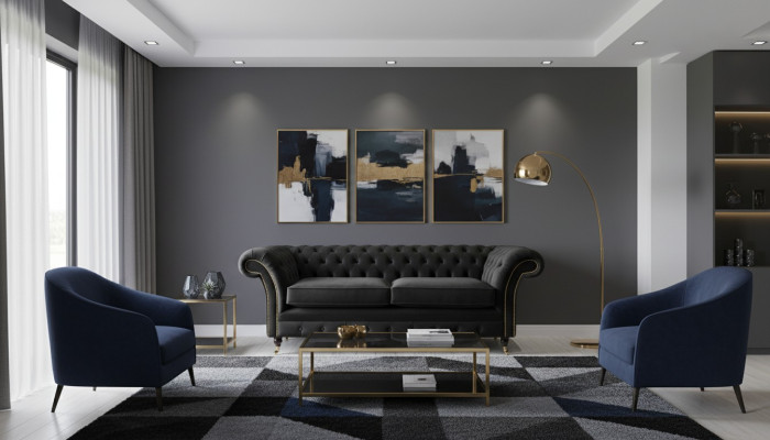 Chesterfield Sofa 3 Sitzer Couch Polster Luxus Textil Couchen Sofas
