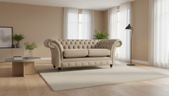 Chesterfield Textil Polster Sofa Design Luxus Couch Stoff Sofas 2 Sitzer