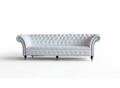 Chesterfield Sofas Design Luxus Weiß Textil Sofa 4 Sitzer Stoff Viersitzer