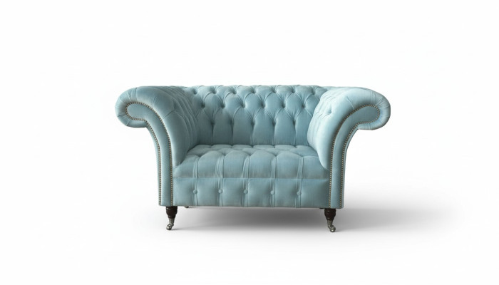 Chesterfield křeslo Tyrkysová potahová látka Sofa 1 osoba Design Tapestrie Nové