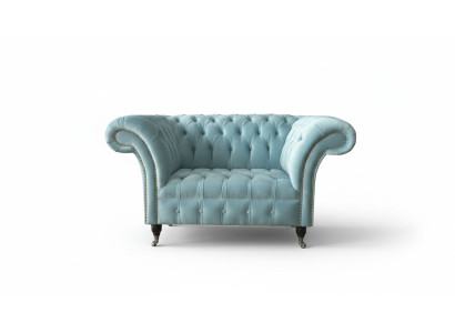 Chesterfield křeslo Tyrkysová potahová látka Sofa 1 osoba Design Tapestrie Nové