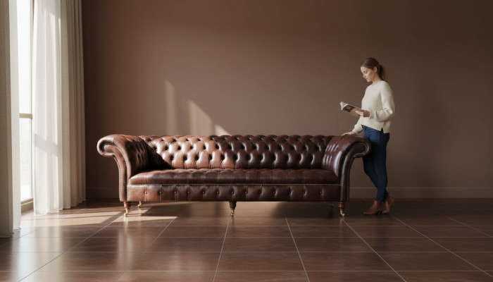 Sofa Chesterfield Couch Polster Sitz Leder Couchen Braun Designer