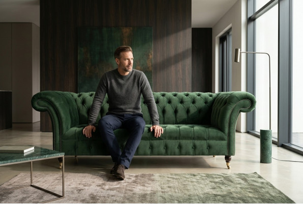Design Sofa 3 Sitzer Couch Polster Chesterfield Wohnzimmer Textil Couchen