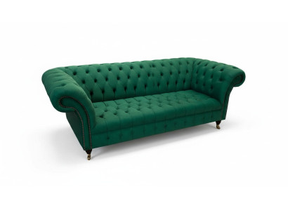 Dreisitzer Sofa 3 Sitzer Luxus Sitz Modern Sofas Grün Stoff Chesterfield