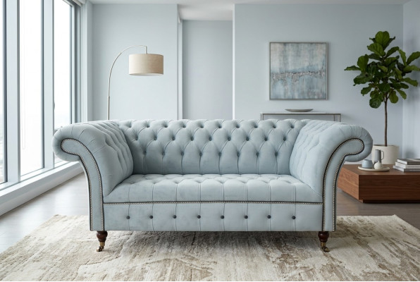 Chesterfield Pohovka Nábytek Dvojsedák Šedá Pohovky Pohovky Kůže