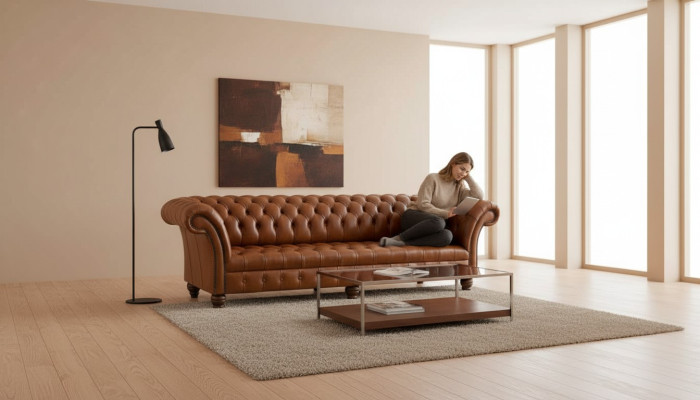 Sofa obývací pokoj Chesterfield gauč povlékací pohovka čtyřmístná kůže xxl big