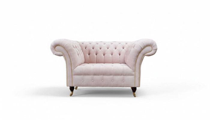 Křeslo čalouněná pohovka textilní Chesterfield křesla 1-sedačka jednosedák růžová.