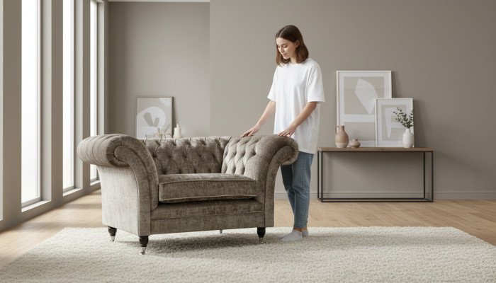 Design Chesterfield Sessel 1 Sitzer Couch Polster Luxus Textil Sofas