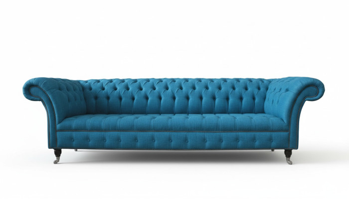 Chesterfield Polster Sofas Design Textil Sofa 4 Sitzer Sofa Luxus Design Blaue