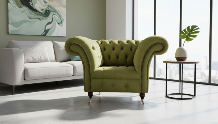 Chesterfield Design Sessel Couch Polster Luxus Textil Couchen Einsitzer