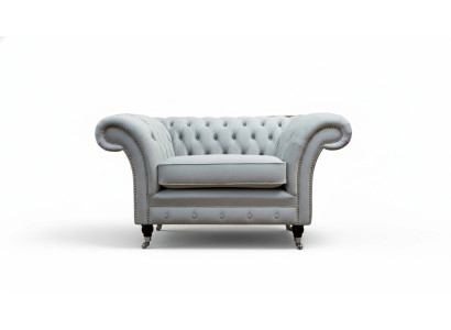 Křeslo Potah Pohovka Textil Chesterfield Pohovky 1 Místné Šedá