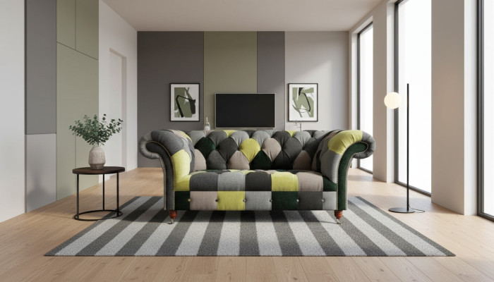 Chesterfield Couch Polster 2 Sitzer Design Textil Sofas Couchen Lounge