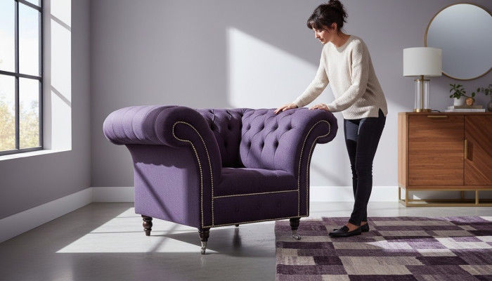 Křeslo jednosedadlové luxusní 1 sedadlo Design látkový fialový Chesterfield