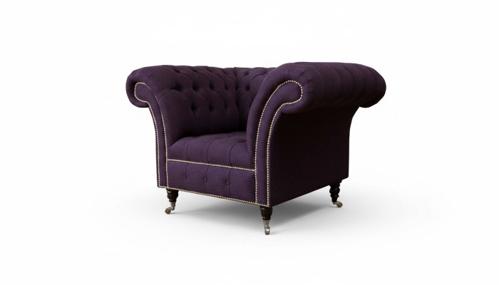 Křeslo jednosedadlové luxusní 1 sedadlo Design látkový fialový Chesterfield