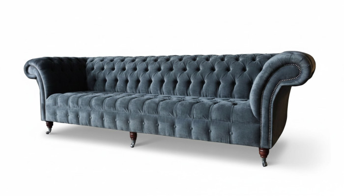 Viersitzer Sofa 4 Sitzer Sofas Modern Grau Design Stoff Chesterfield