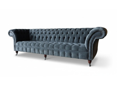 Viersitzer Sofa 4 Sitzer Sofas Modern Grau Design Stoff Chesterfield