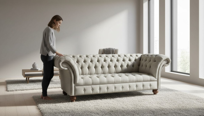 Třímístná designová pohovka 3místná šedá polstrovaná pohovka nábytek Nový