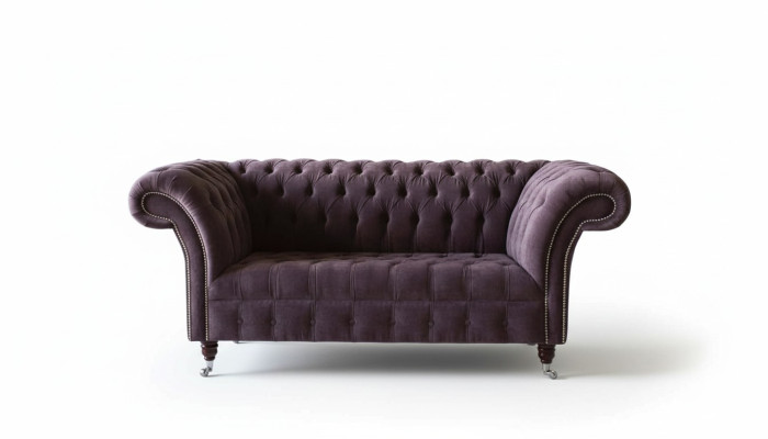 Chesterfield Sofa Couch Design Lila Polster Textil Zweisitzer Sitzer Neu