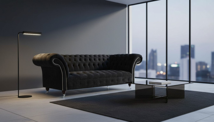 Design Sofa Couch Polster 3 Sitzer Sofas Blau Couchen Sitz Stoff Neu