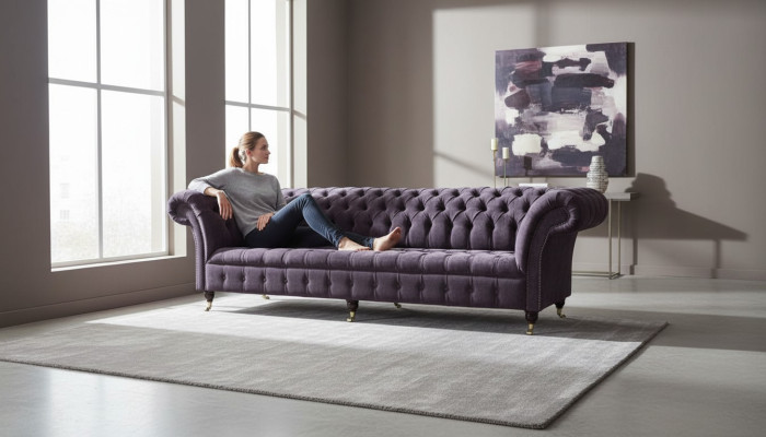 Sofa 4 Sitzer Couch Polster Design Textil Wohnzimmer Design Möbel Neu