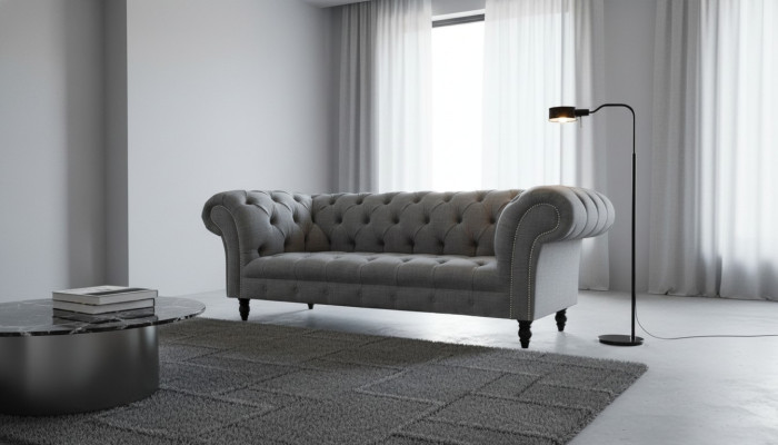 Chesterfield Couch 3 Sitzer Polster Sitz Textil Stoff Couchen Sofa Neu