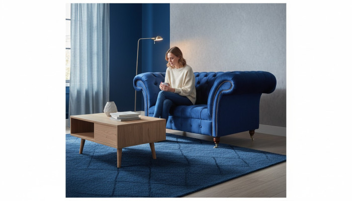 Design Sessel Textil Luxus Pohovka 1,5m Relaxační Klubová Nová