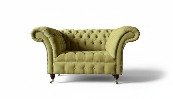 Chesterfield Sessel Textil Design Sofa Stoff Couch Sofas Polster Grau Neu