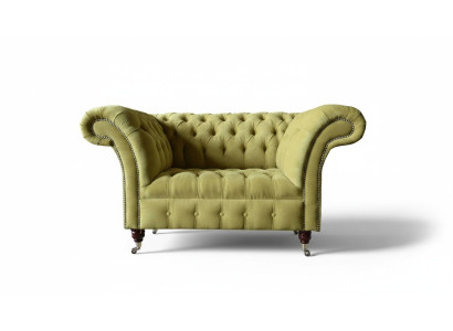 Chesterfield Sessel Textil Design Sofa Stoff Couch Sofas Polster Grau Neu