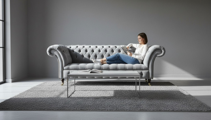 Chesterfield 3 Sitzer Couch Sitz Textil Stoff Couchen Sofas Sofa Polster