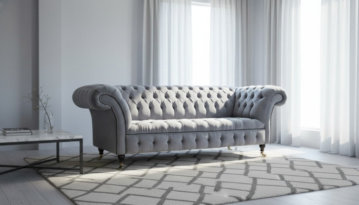 Chesterfield 3 Sitzer Couch Sitz Textil Stoff Couchen Sofas Sofa Polster